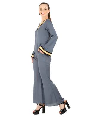 Women's Crepe Grey Casual Jumpsuit 5