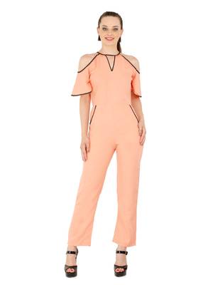 Women's Crepe Orange Casual Jumpsuit 1