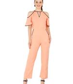 Women's Crepe Orange Casual Jumpsuit