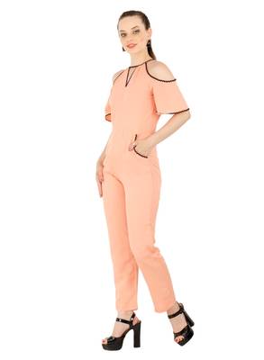 Women's Crepe Orange Casual Jumpsuit 2