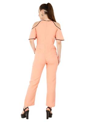 Women's Crepe Orange Casual Jumpsuit 3