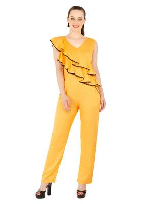 Women's Rayon Musturd Casual Jumpsuit 1