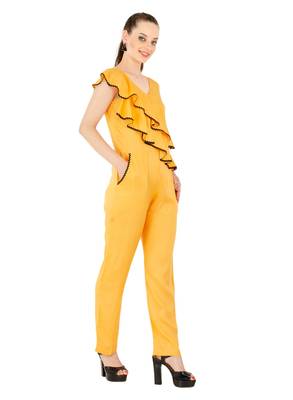 Women's Rayon Musturd Casual Jumpsuit 2