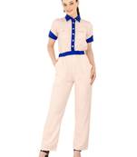 Women's Crepe Beige Casual Jumpsuit