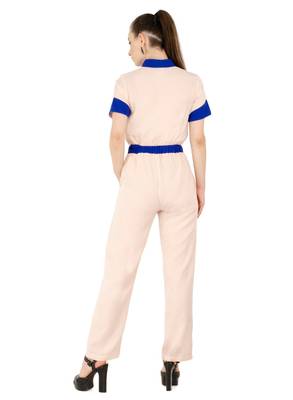 Women's Crepe Beige Casual Jumpsuit 3