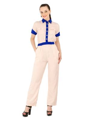 Women's Crepe Beige Casual Jumpsuit 5