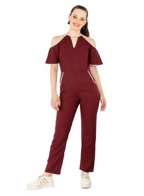 Women's Crepe Brown Casual Jumpsuit 1