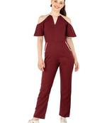 Women's Crepe Brown Casual Jumpsuit