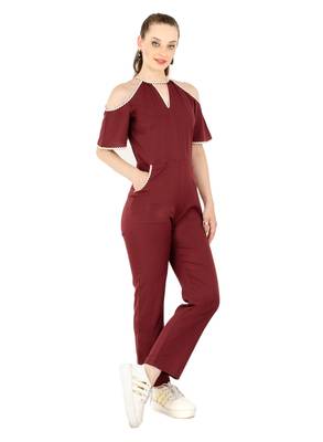 Women's Crepe Brown Casual Jumpsuit 2