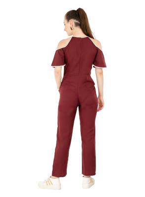 Women's Crepe Brown Casual Jumpsuit 3