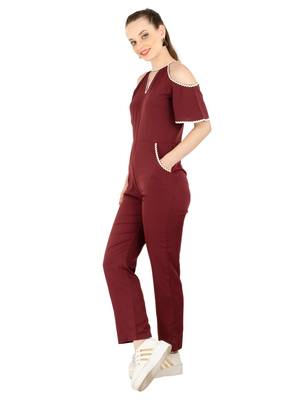 Women's Crepe Brown Casual Jumpsuit 5