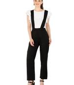 Women's Crepe Off White with Blue Casual Jumpsuit