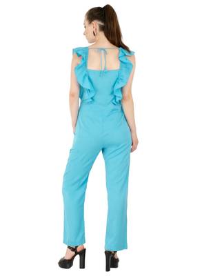 Women's Crepe Blue Casual Jumpsuit 3
