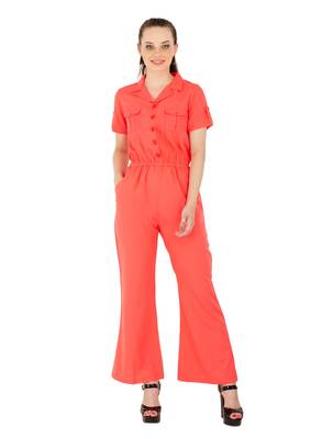 Women's Crepe Pink Casual Jumpsuit 1