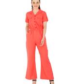 Women's Crepe Pink Casual Jumpsuit