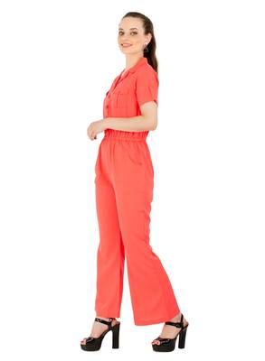 Women's Crepe Pink Casual Jumpsuit 2