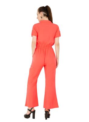 Women's Crepe Pink Casual Jumpsuit 3