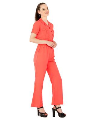 Women's Crepe Pink Casual Jumpsuit 5