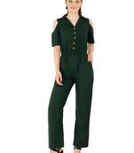 Women's Crepe Green Casual Jumpsuit