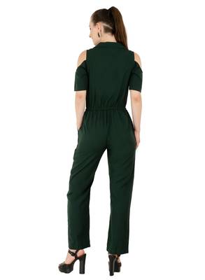 Women's Crepe Green Casual Jumpsuit 3