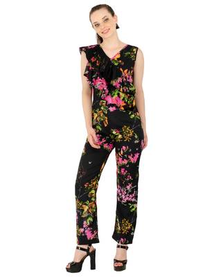 Women's Crepe Multi-Coloured Casual Jumpsuit 5