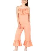 Women's Crepe Peach Casual Jumpsuit