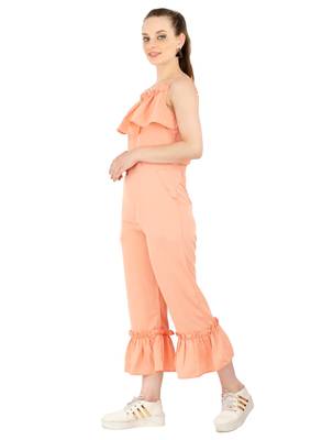 Women's Crepe Peach Casual Jumpsuit 2