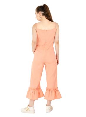 Women's Crepe Peach Casual Jumpsuit 3