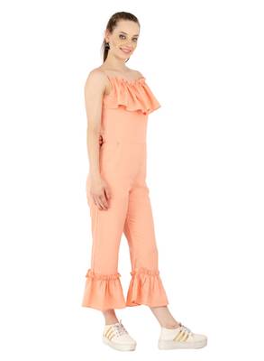 Women's Crepe Peach Casual Jumpsuit 5