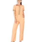 Women's Crepe Peach Casual Jumpsuit
