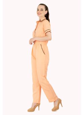 Women's Crepe Peach Casual Jumpsuit 2