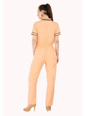 Women's Crepe Peach Casual Jumpsuit 3