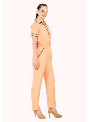 Women's Crepe Peach Casual Jumpsuit 5