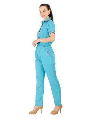 Women's Crepe Blue Casual Jumpsuit 2