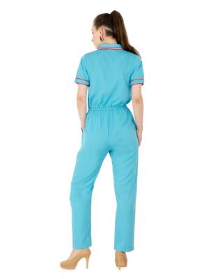 Women's Crepe Blue Casual Jumpsuit 3