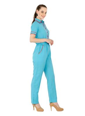 Women's Crepe Blue Casual Jumpsuit 5