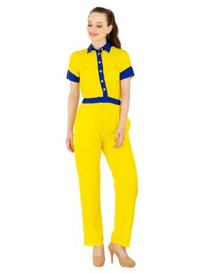 Women's Crepe Yellow Casual Jumpsuit 1