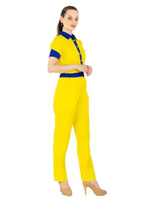 Women's Crepe Yellow Casual Jumpsuit 2