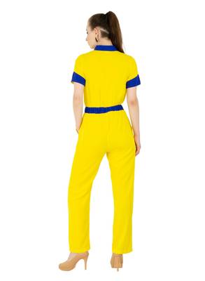 Women's Crepe Yellow Casual Jumpsuit 3