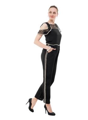 Women's Crepe Black Full Leg Jumpsuit 2
