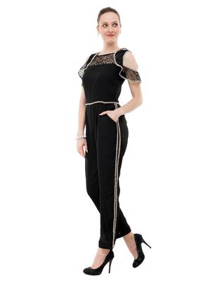 Women's Crepe Black Full Leg Jumpsuit 5