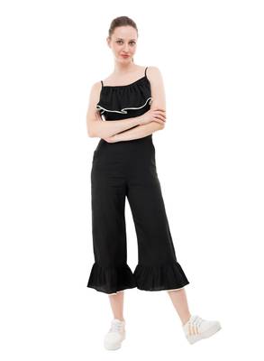 Women's Crepe Black Full Leg Jumpsuit 1