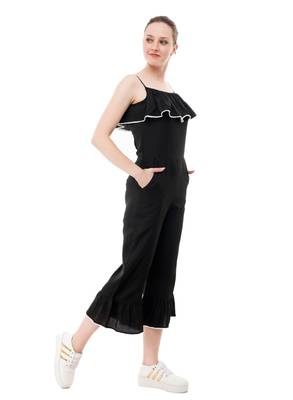 Women's Crepe Black Full Leg Jumpsuit 2