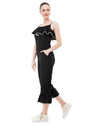 Women's Crepe Black Full Leg Jumpsuit 5