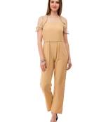 Women's Crepe Beige Full Leg Jumpsuit