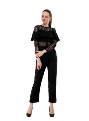 Women's Crepe Black Full Leg Jumpsuit 1