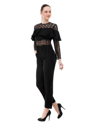 Women's Crepe Black Full Leg Jumpsuit 2