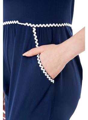 Women's Crepe Blue Full Leg Jumpsuit 5