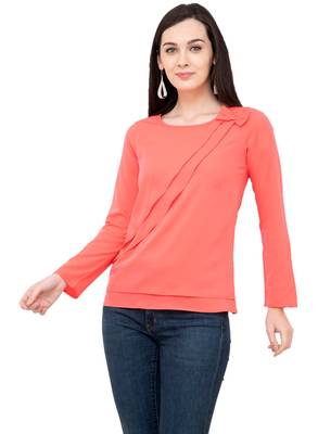 Red plain crepe tops 1