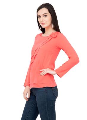 Red plain crepe tops 2